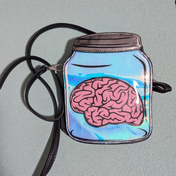 Sleepyville Critters Handbags - Holographic Brain Jar Crossbody Bag